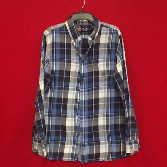 Large Chaps Plaid Button Down Shirt EUC - Picture 1 of 3